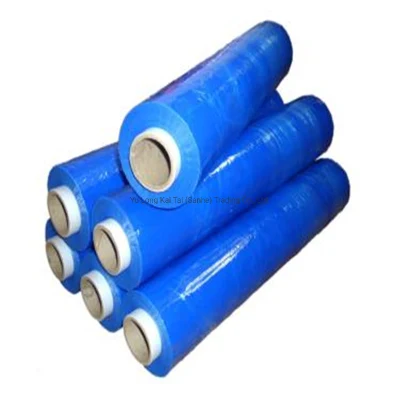 Синяя ламинирующая пластиковая пленка для поддонов, изготовленная из полиэтиленовой стретч-пленки.